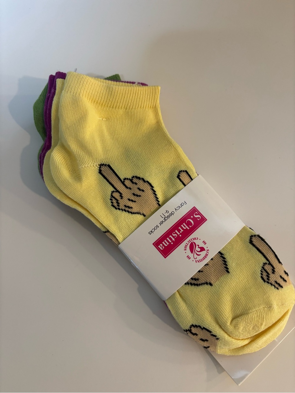 S Christina Novelty Ankle Socks 3 Pack Women's 9-11 Middle Finger Emoji NWT